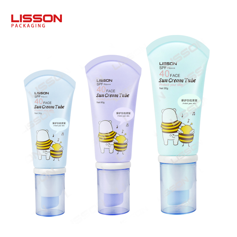 Cosmetic packaging tube with pump