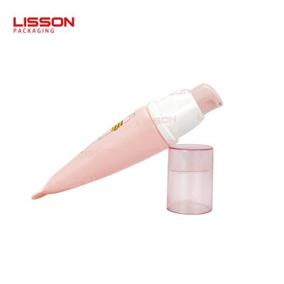 Cosmetic packaging tube with pump