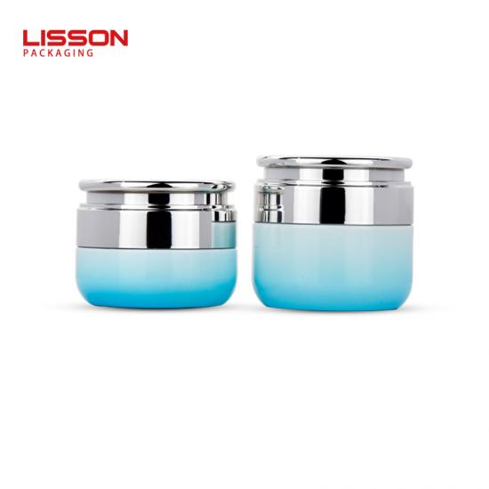 Bộ chai và hũ thủy tinh mỹ phẩm màu xanh gradient sang trọng